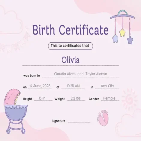 Novelty Birth Certificate